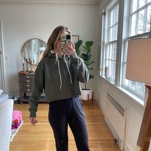 Wild Fable cropped army green hoodie